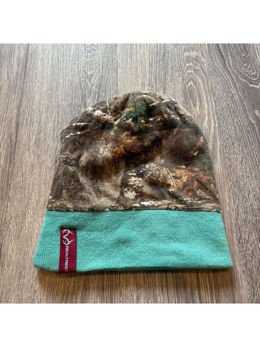 Realtree Camouflage Beanie with Teal Trim
